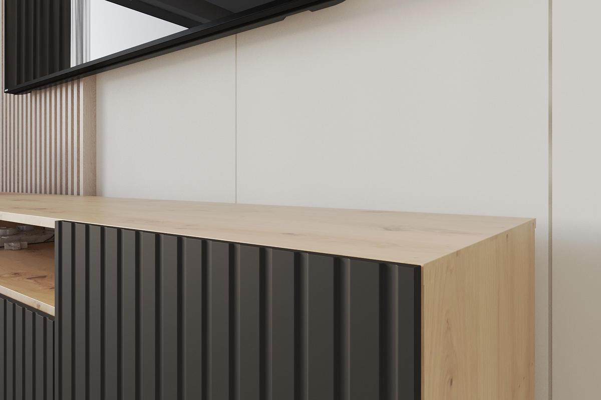 LOWBOARD KITO-S 200x53x41 cm - Artisan / Schwarz - Schwarz/Eiche Artisan, Holzwerkstoff (200/53/41cm) - ALTDECOR