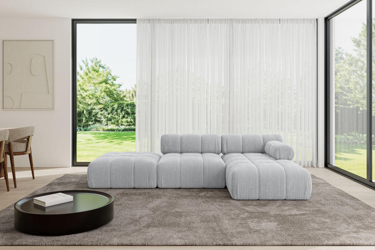 ECKSOFA modulares Sofa Lizur-L1 - 285x160x70 cm Grau Cord - Grau, Holzwerkstoff/Textil (285/160cm) - ALTDECOR