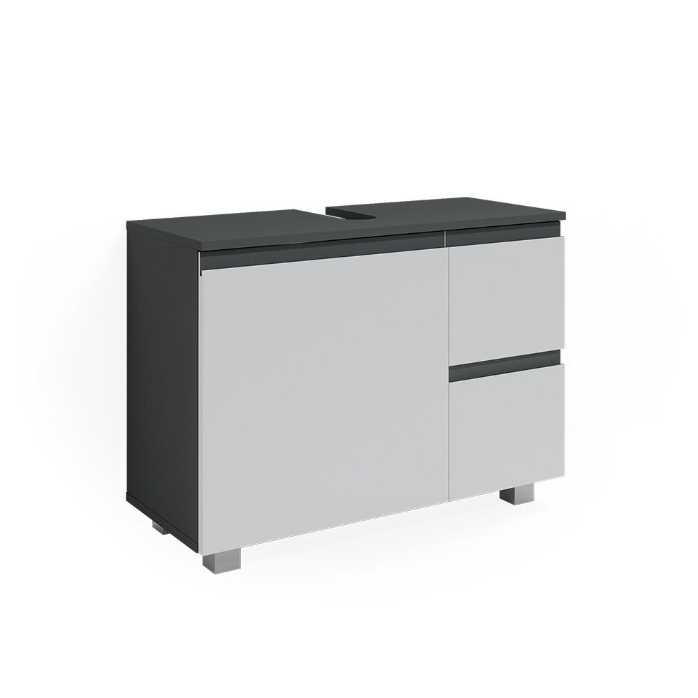 WASCHBECKENUNTERSCHRANK J-Shape Anthrazit/Weiß 80 x 60.8 cm - Anthrazit/Weiß, Holzwerkstoff (80/60.8/33cm) - Vicco