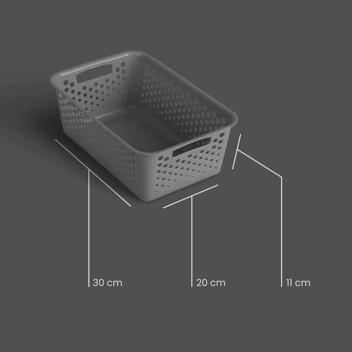 AUFBEWAHRUNGSKORB Anthrazit 30x20x11 cm - 2er Pack - Anthrazit, Kunststoff (20/11/30cm) - ProHome