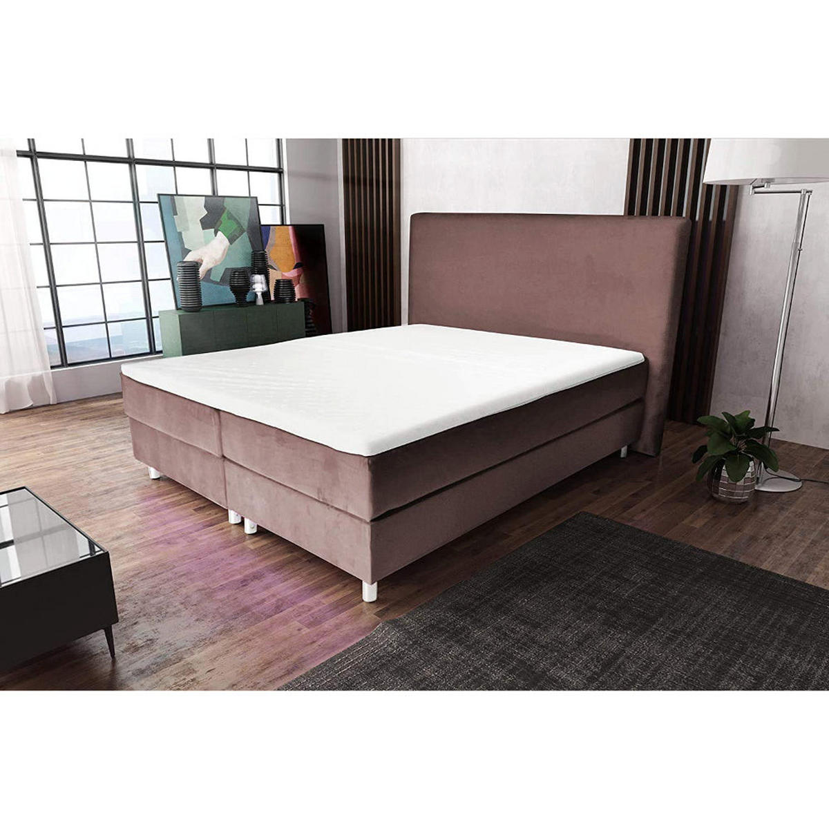 BOXBETT AMELIA mit Luxus 7-Zonen Taschenfederkernmatratze oder Bonellfederkernmatratze in Härtegrad H2, H3, H4 viele Farben und Größen - Beige, Holz/Holzwerkstoff (140/200cm) - Best For Home