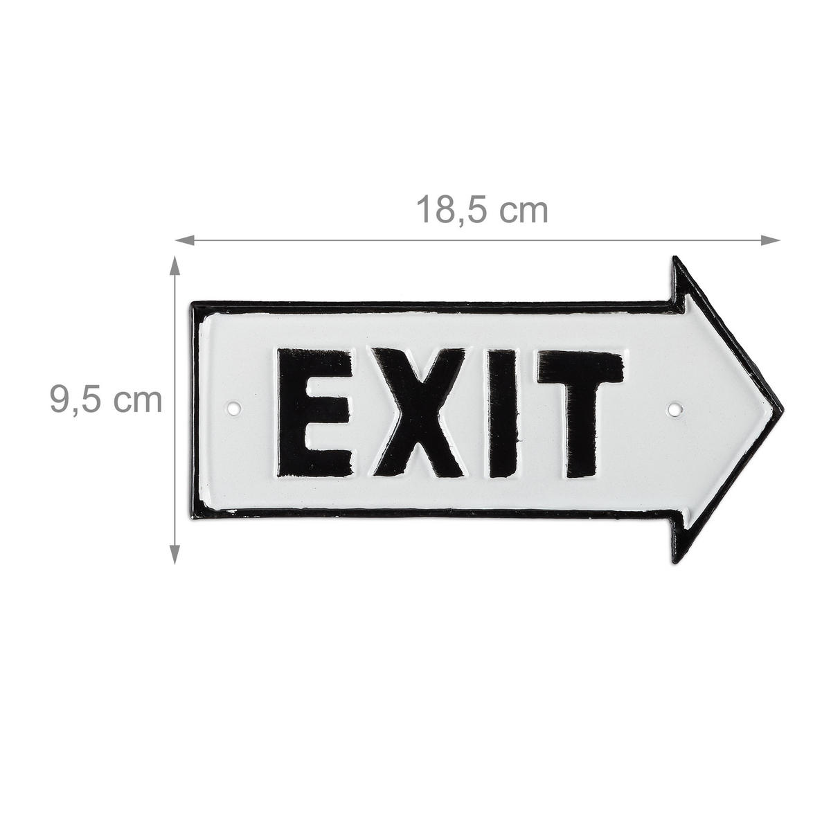 EXIT Schild - Weiß, Metall (18.5/9.5/0.5cm) - Relaxdays