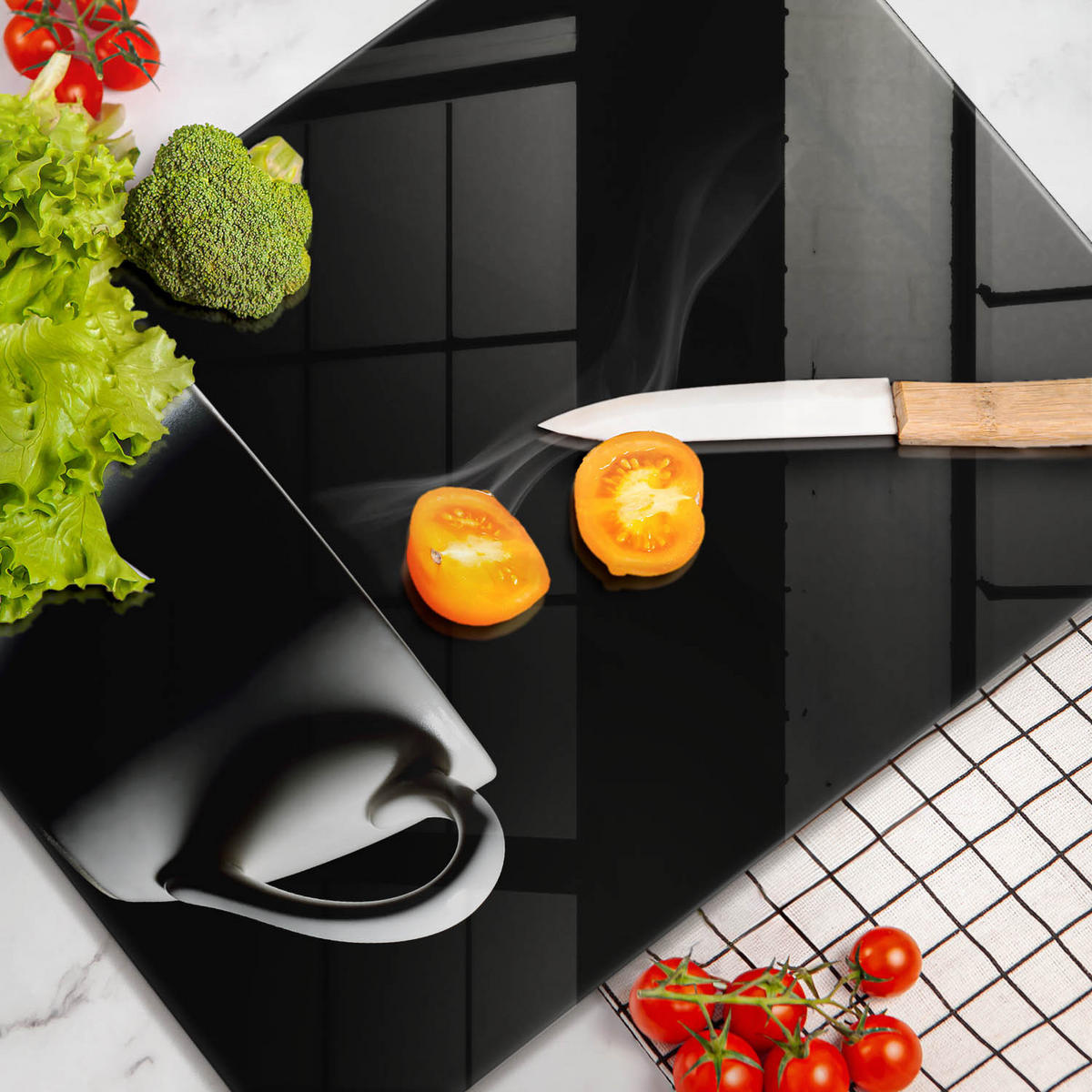 GLASPLATTE 40x52 cm Eine Tasse Tee - Hellgrau, Glas (40/52cm) - Wallfluent