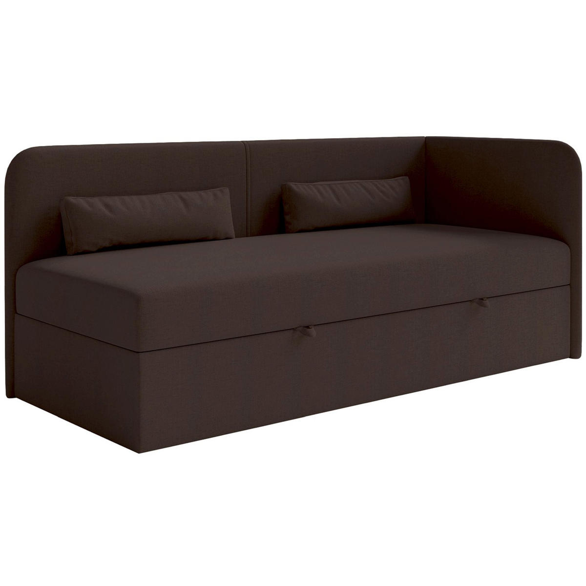 JUGENDBETT Calmmo Dunkelbraun mit Chenille-Bezug, Kopfteil rechts - Dunkelbraun, Textil (90/200cm) - Selsey