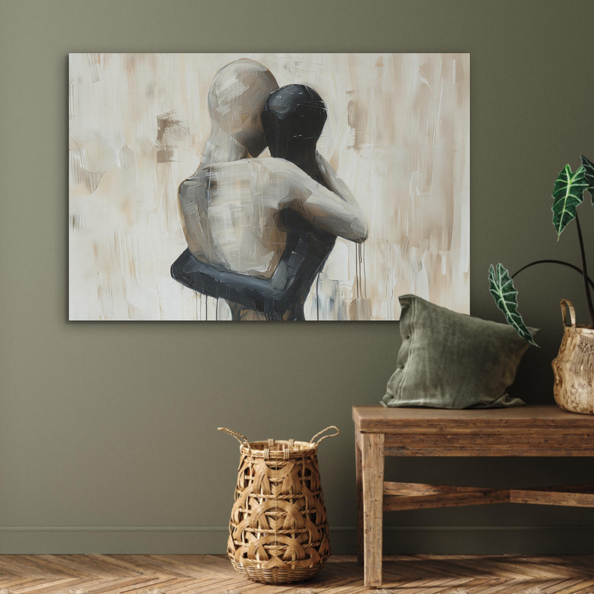 AKUSTIKBILD Abstrakt - Liebe - Schwarz und weiß - Modern Akustikpaneele 90x60 cm - Schwarz, Kunststoff (90/60/0.9cm) - MuchoWow