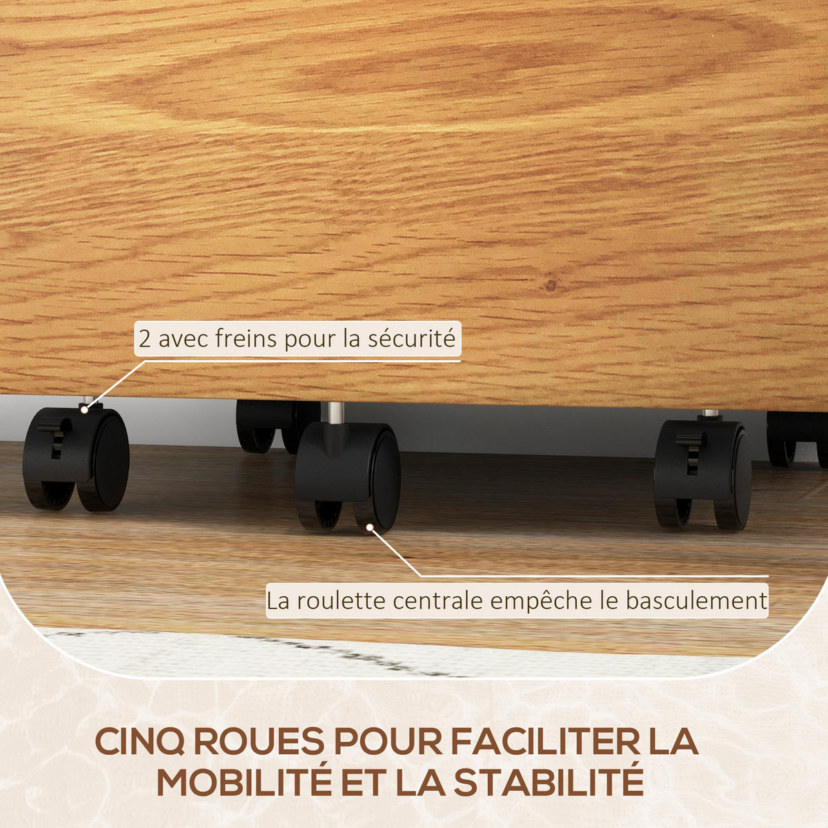 ROLLCONTAINER DE-14432 Weiß/Natur - Naturfarben, Holzwerkstoff (40/60/42cm) - ComfortXL