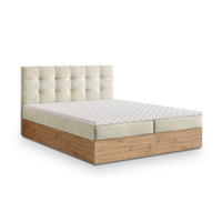 BOXBETT MOLVEN 140x200 cm mit Matratze und Topper - Creme - Creme, Holz (140/200cm) - MASSENO