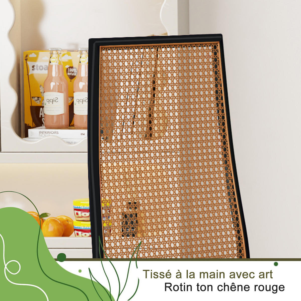 ESSZIMMERSTUHL 2er Set Rattan Holz schwarz - Schwarz, Holz (44/97.5/43cm) - LEBENLANG