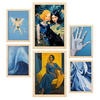 POSTER Set Mit 6 Beruhige Blues In Vielseitiger A3 & A4 Rahmen Aus Hellem Holz - Beige, Papier (29/3cm) - Nacnic