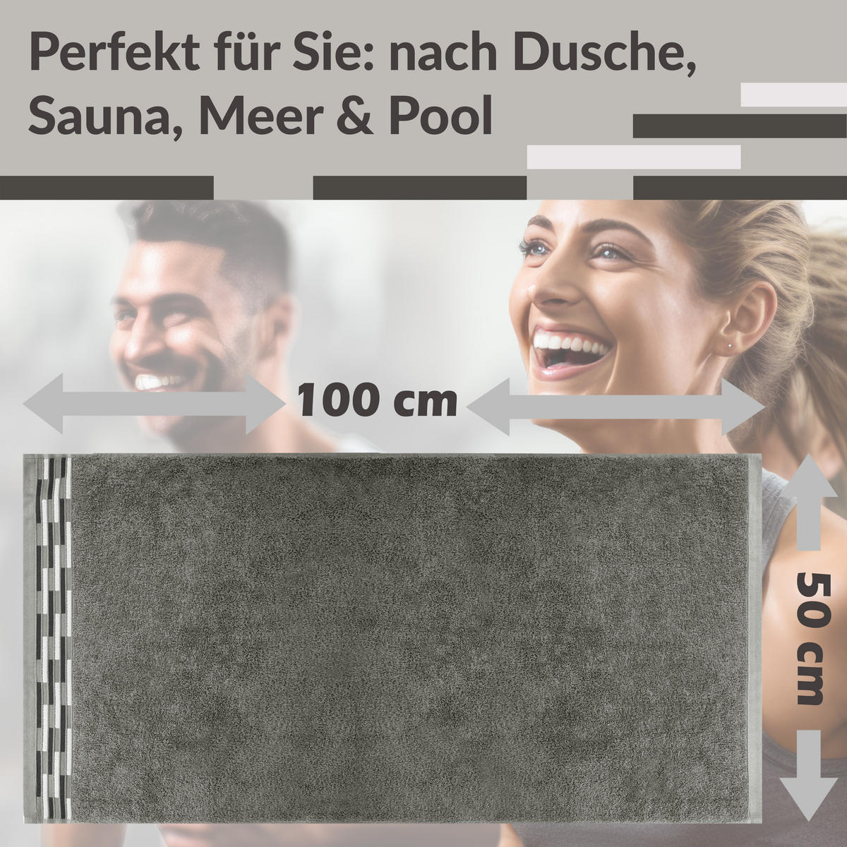HANDTUCH Lugano Dunkelgrau 2er 50x100 cm - Dunkelgrau, Textil (50/100cm) - Lashuma