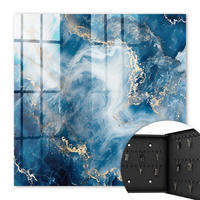 SCHLÜSSELBOX Schwarz 30x30 cm- Türöffnung nach rechts - Verträumte Abstraktion - Blau, Metall (30/30/5cm) - TULUP