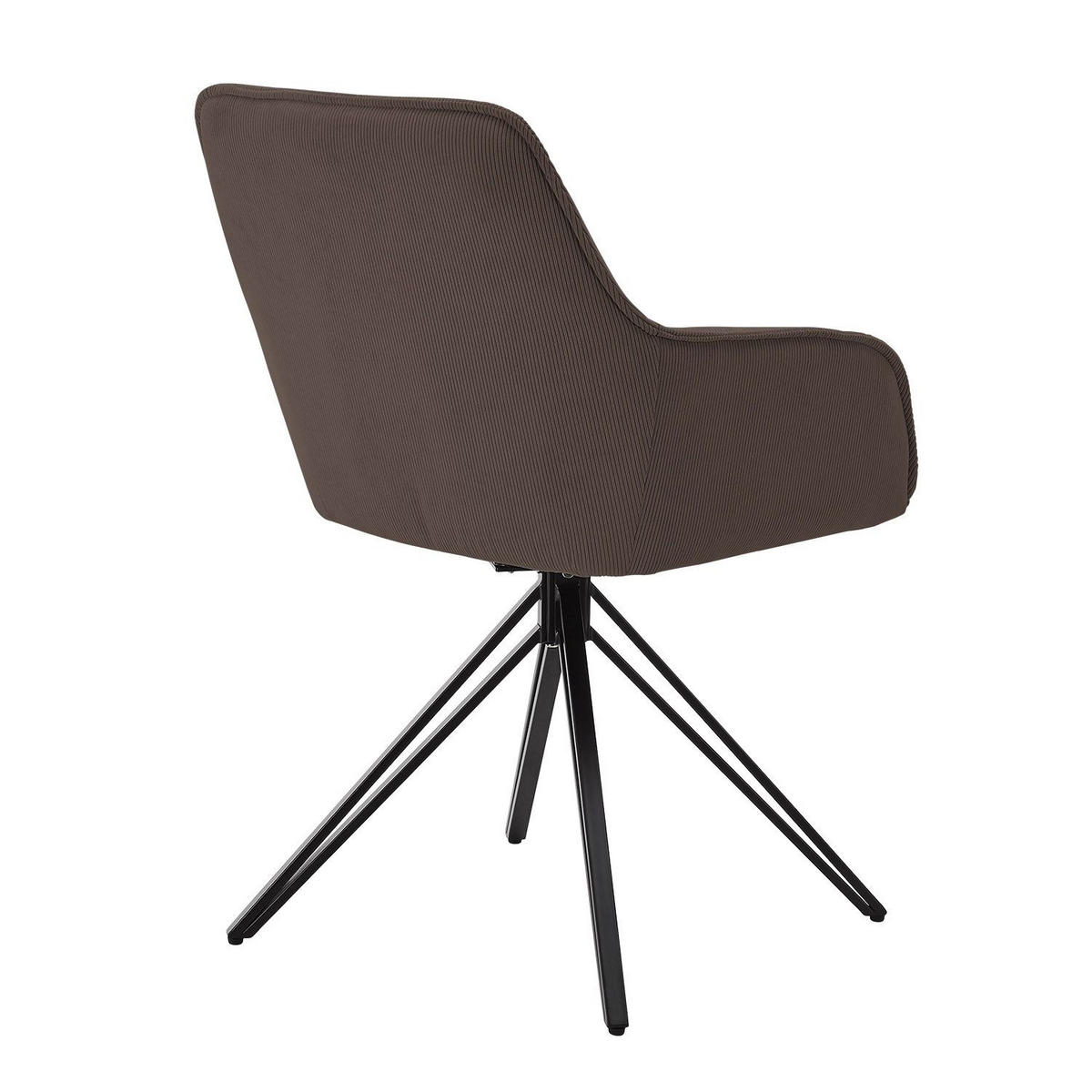 DREHSTUHL Clyde mit Armlehne cord braun (2er-Set) - Braun, Textil (57/85/61cm) - Juskys