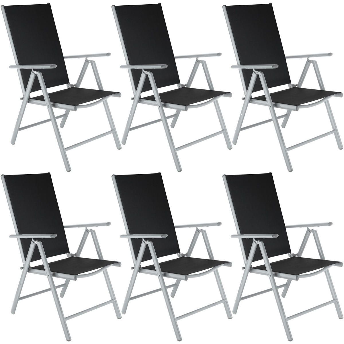 GARTENSTUHL 6er Set Marilena, 67 x 56 x 105 cm,silber - Silberfarben, Metall (56/105/67cm) - tectake