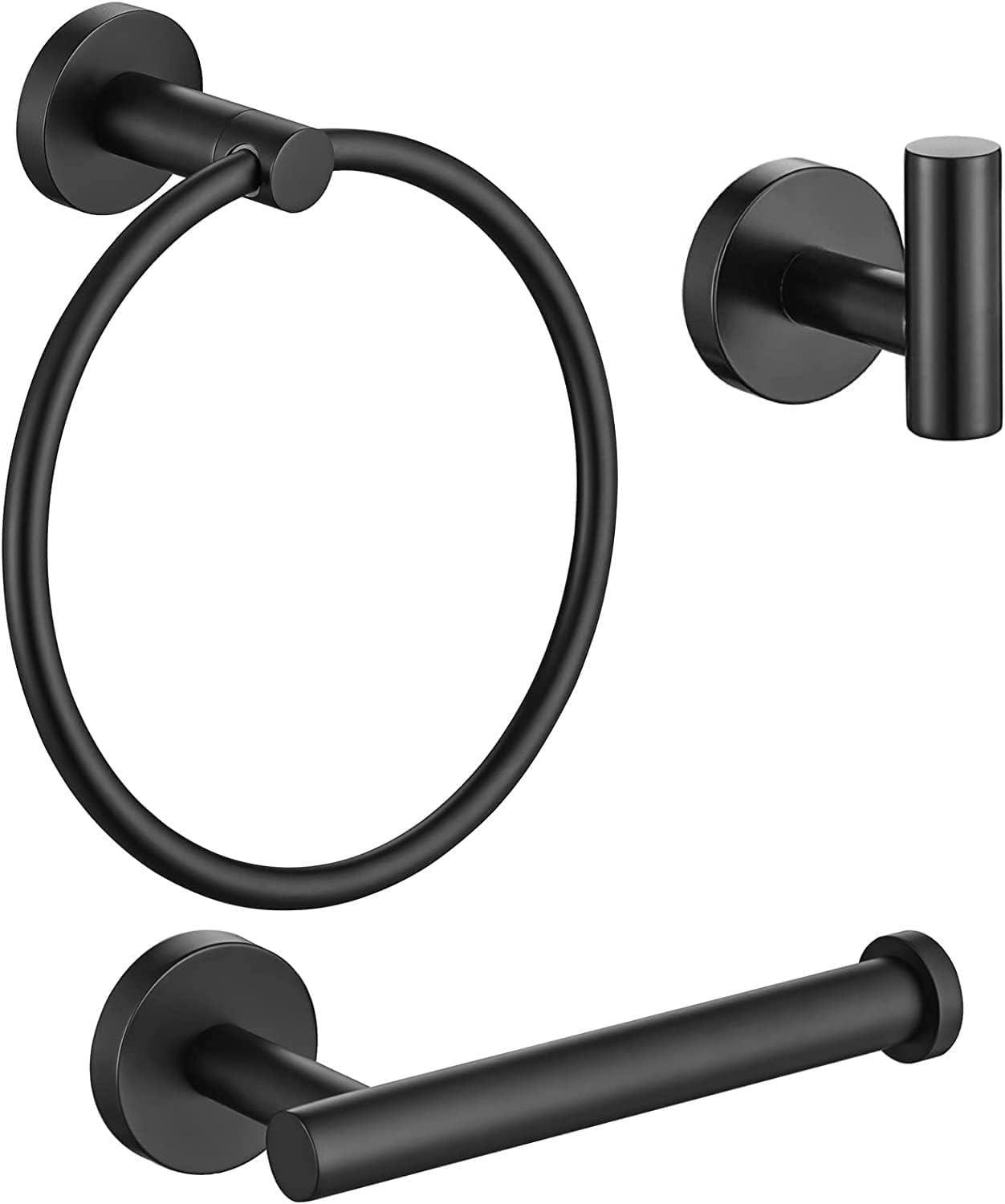 HANDTUCHSTANGE , 3-teiliges Set Toilettenpapierhalter - Schwarz, Metall (18/6.8/22.2cm) - BELZ