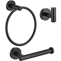 HANDTUCHSTANGE , 3-teiliges Set Toilettenpapierhalter - Schwarz, Metall (18/6.8/22.2cm) - BELZ