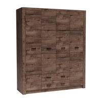 KLEIDERSCHRANK Indianapolis I-18 4-türig 178 x 214 x 58 cm Esche dunkel - Dunkelbraun/Silberfarben, Holzwerkstoff/Metall (178/214/58cm) - Koseto