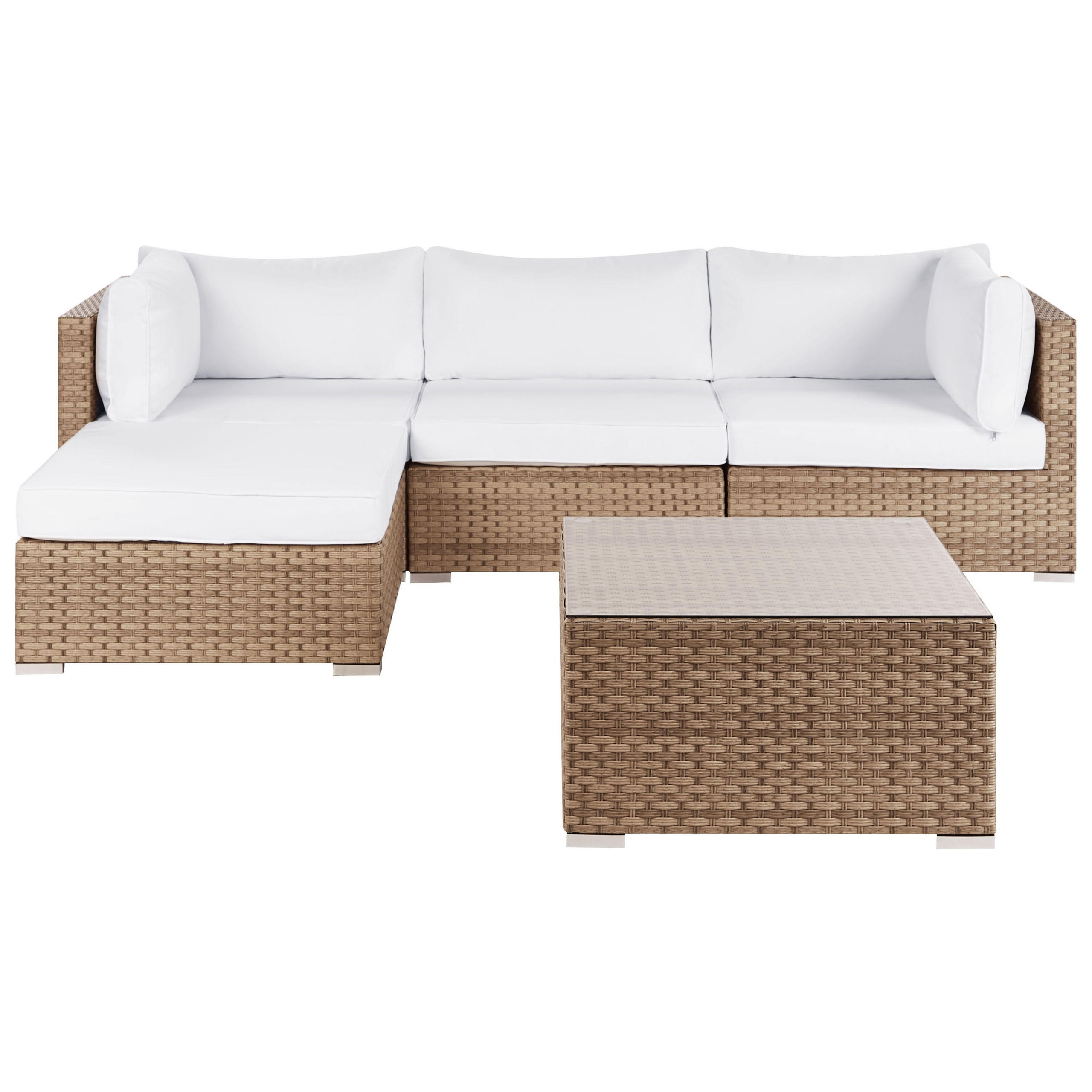 LOUNGE-SET 4-Sitzer Naturfarben Sano - Naturfarben/Weiß, Kunststoff - Beliani