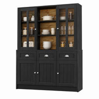 HOCHSCHRANK mit Acryltüren MDF Schwarz 3 Pakete - Schwarz, Holzwerkstoff (38.5/175/140cm) - Meubliv