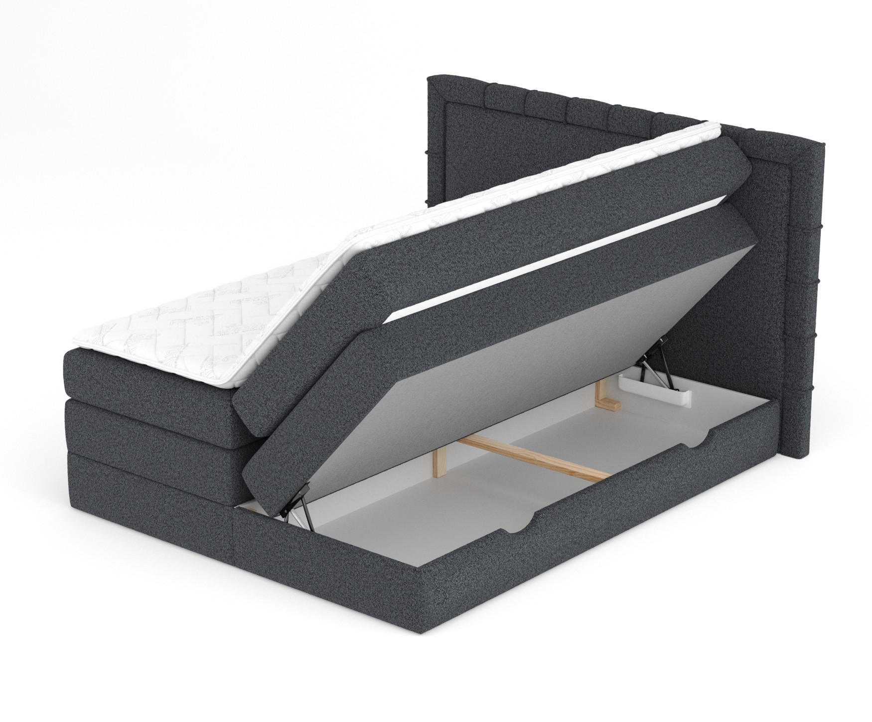 BOXSPRINGBETT Rosabel Schwarz 160/200 cm mit Matratze und Topper - Schwarz, Holz/Holzwerkstoff (160/200cm) - Maison de Reve
