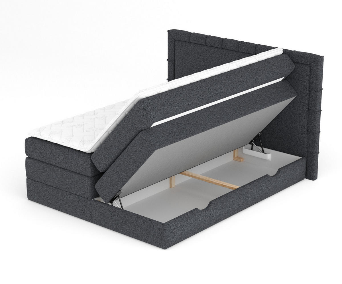 BOXSPRINGBETT Rosabel Schwarz 160/200 cm mit Matratze und Topper - Schwarz, Holz/Holzwerkstoff (160/200cm) - Maison de Reve