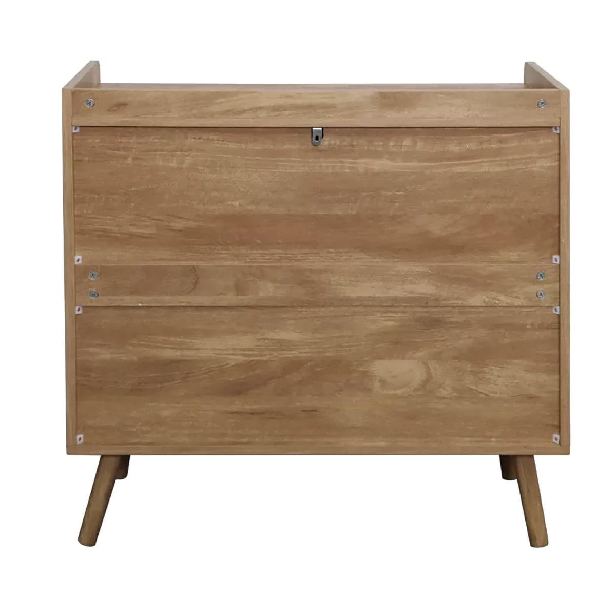 KOMMODE mit 3 schubladen und fronten aus natürlichem rattan - palmo 80/39/79 cm - Eschefarben, Holzwerkstoff (80/79/46cm) - Calicosy