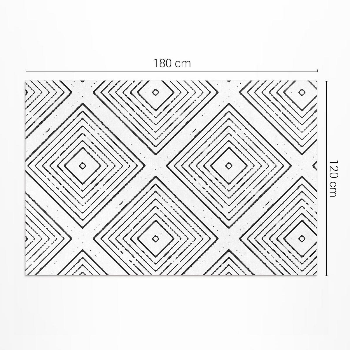 TEPPICH 120x180 cm Regelmäßige Quadrate Boho Muster - Schwarz/Weiß, Kunststoff (120/180cm) - Wallfluent