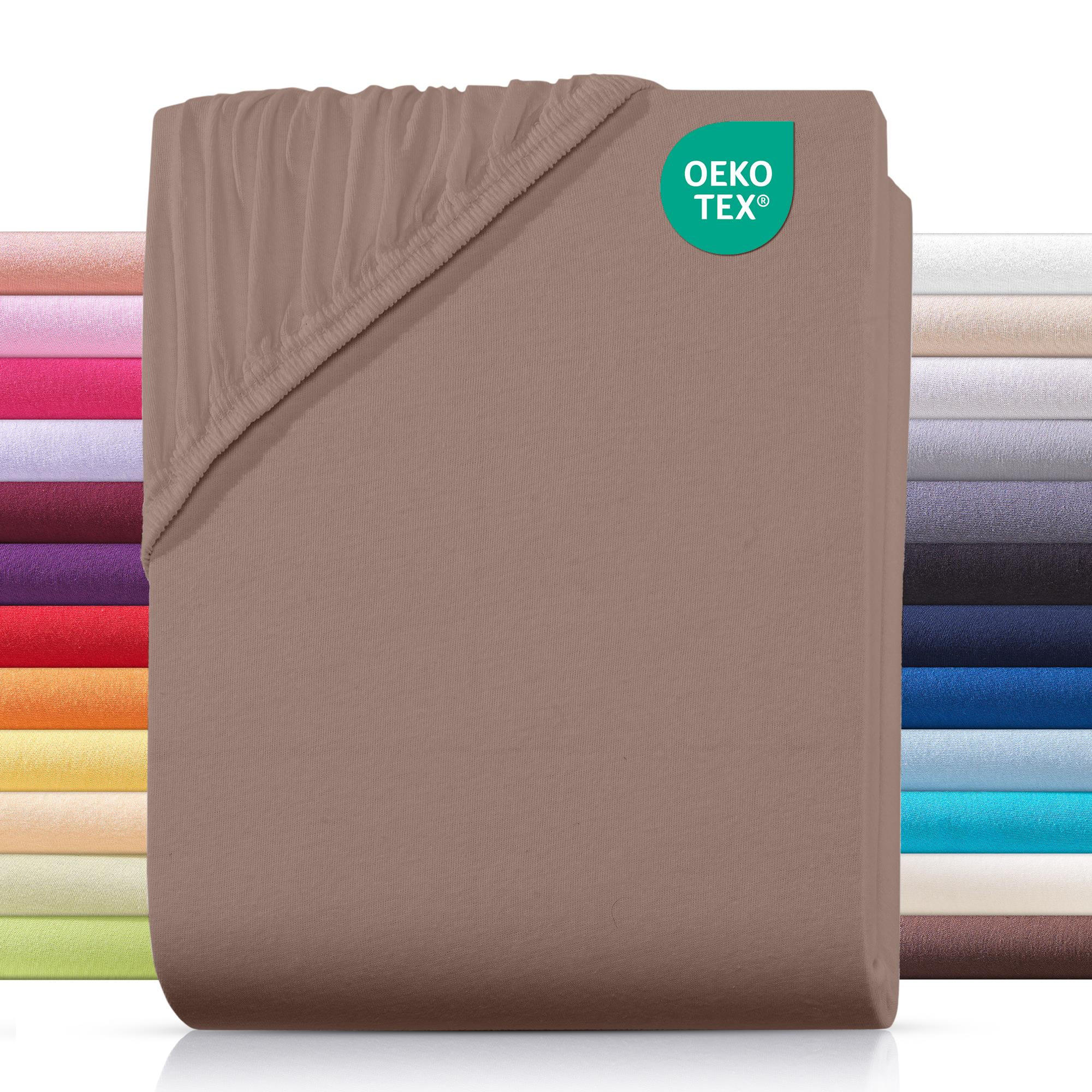 JERSEY-SPANNBETTLAKEN 90x200 cm aus 100% Baumwolle, Bettlaken Nougat Braun Uni - Hellbraun, Textil (90/200cm) - Carpe Sonno
