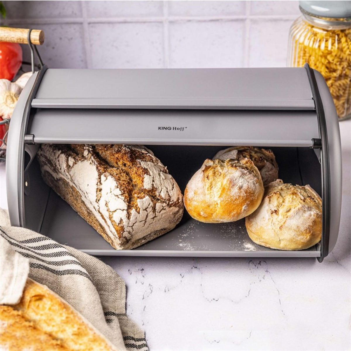 BROTKASTEN Silber 44/27/18.5 cm KH1863 - Silberfarben, Metall (27/18.5/44cm) - Kinghoff 