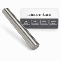 BODENTRÄGER 5x30 mm inkl Abdeckkappen für Glas und Holz - Silberfarben, Metall (0.3/0.5/1cm) - K-Möbel