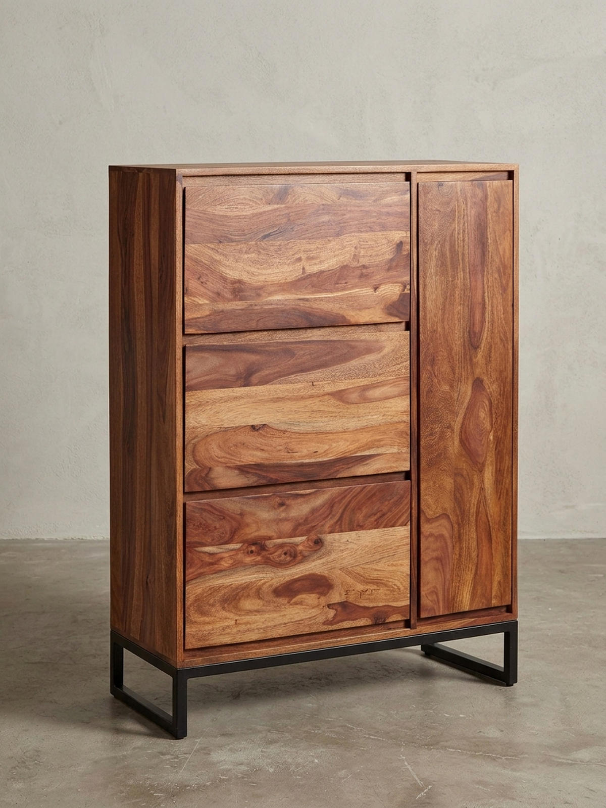 SCHUHSCHRANK – Massivholz, 88x40x120 cm, geschlossen, stilvolles Design - Schwarz/Braun, Holz/Metall (88/120/40cm) - KADIMA DESIGN