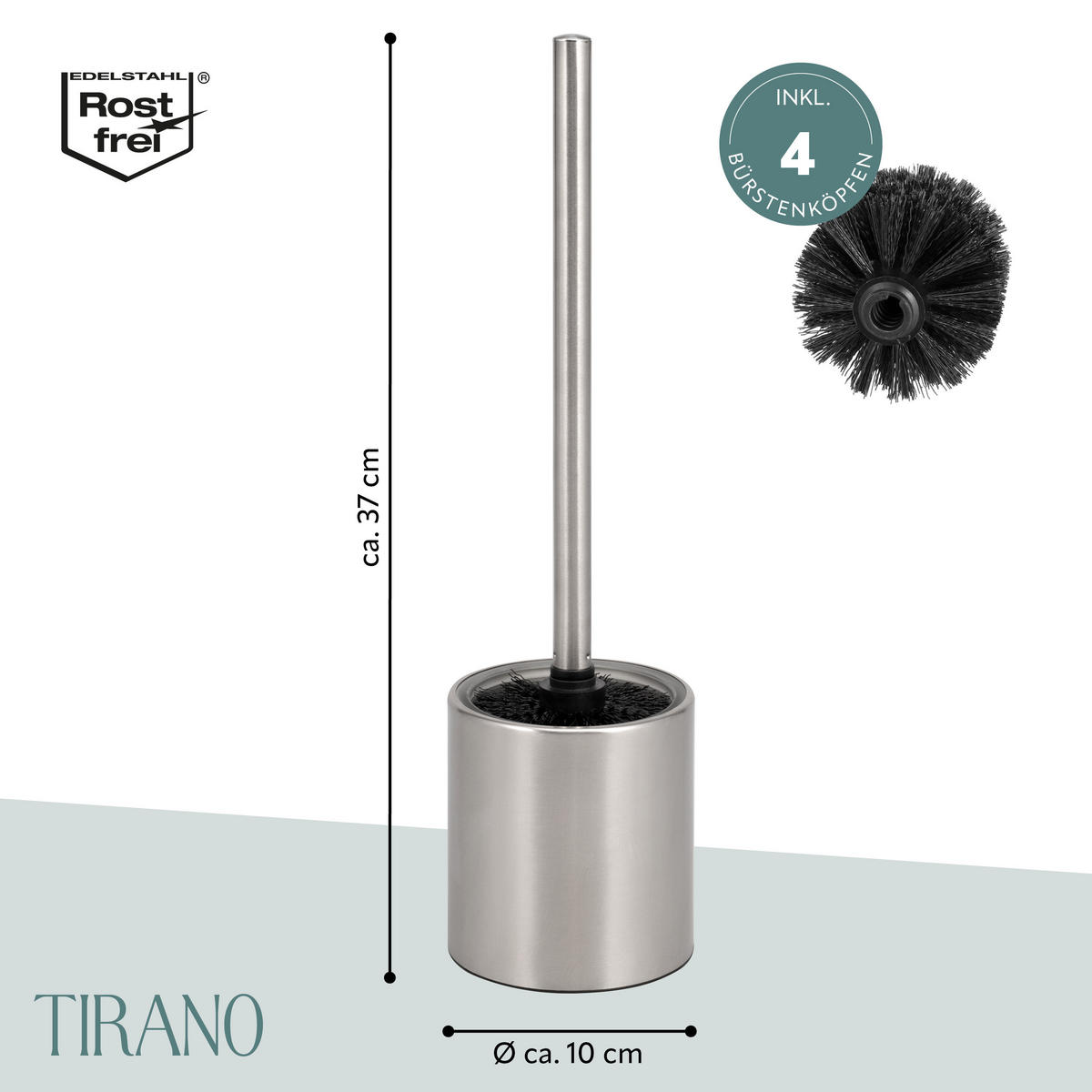 WC-GARNITUR TIRANO, Edelstahl - Edelstahlfarben, Metall (10/37/10cm) - bremermann