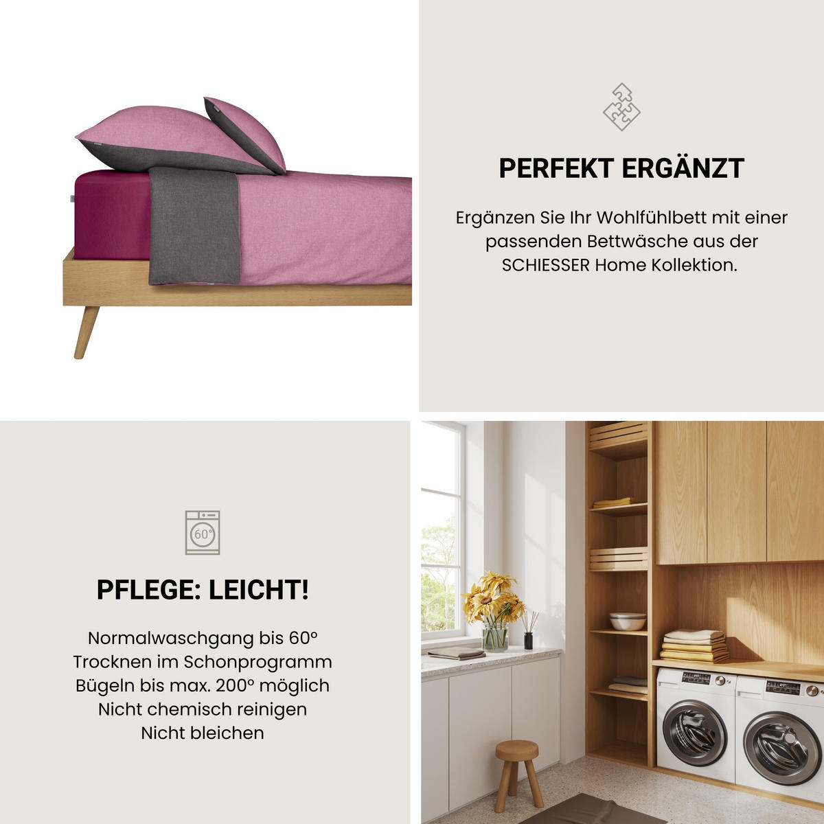 SPANNBETTLAKEN Flexi - 95/5 - 180 x 200 cm - Bordeaux - Bordeaux, Textil (180/200cm) - SCHIESSER