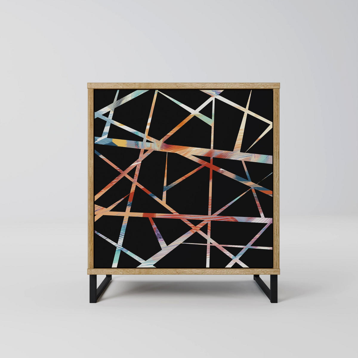 SIDEBOARD POLYGON VERVE, Eichefarben, 57,5x42x75,5 cm, Goldfarbene Metallfüße - Eichefarben/Goldfarben, Holzwerkstoff/Metall (57.5/75.5/42cm) - SpaceRebels