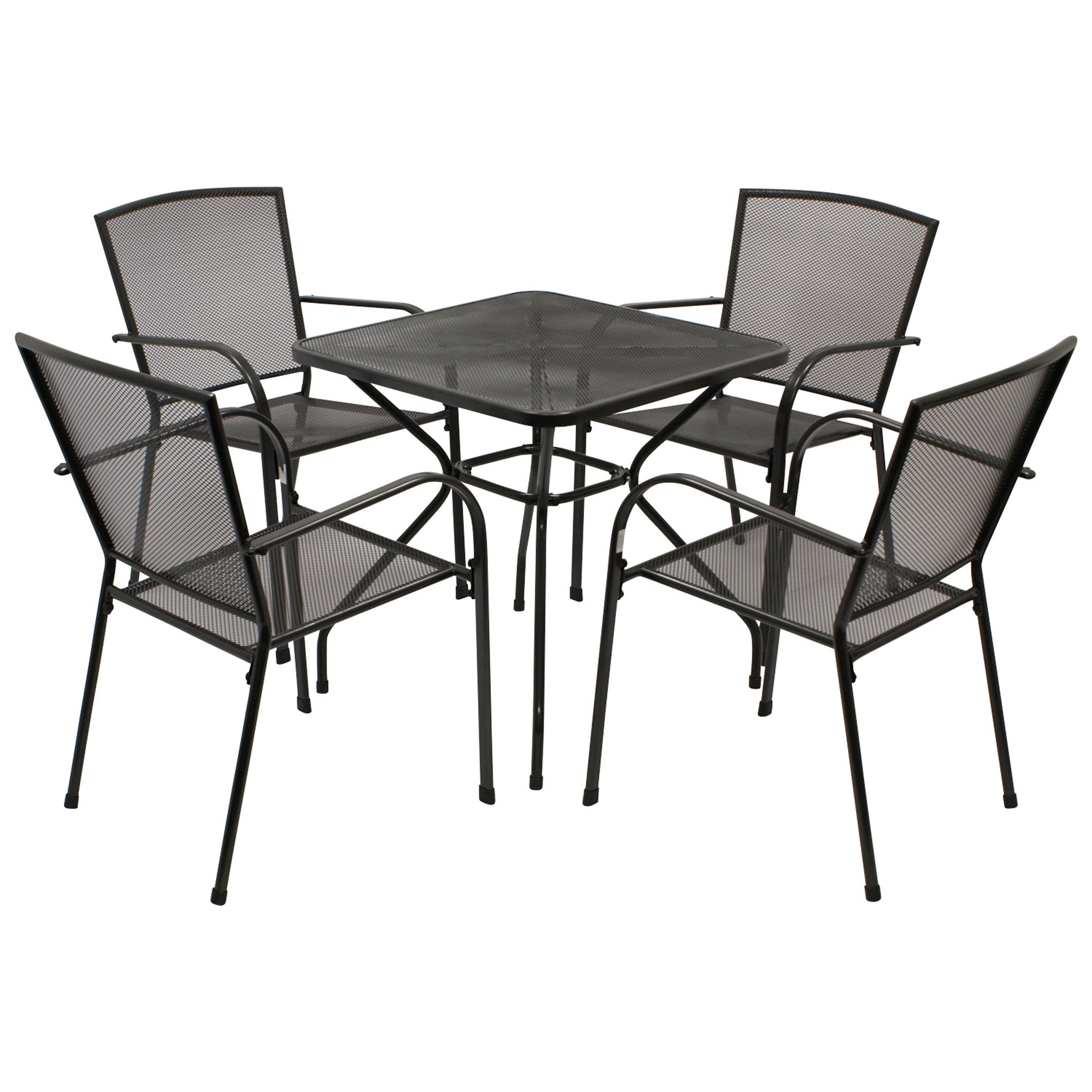 GARTENESSGRUPPE Glasgow - GARTEN-GARNITUR für 4 Personen - Gartenmöbel Set 5-teilig - Streckmetall anthrazit - Grau, Metall - TPFGarden