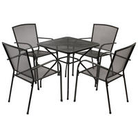 GARTENESSGRUPPE Glasgow - GARTEN-GARNITUR für 4 Personen - Gartenmöbel Set 5-teilig - Streckmetall anthrazit - Grau, Metall - TPFGarden