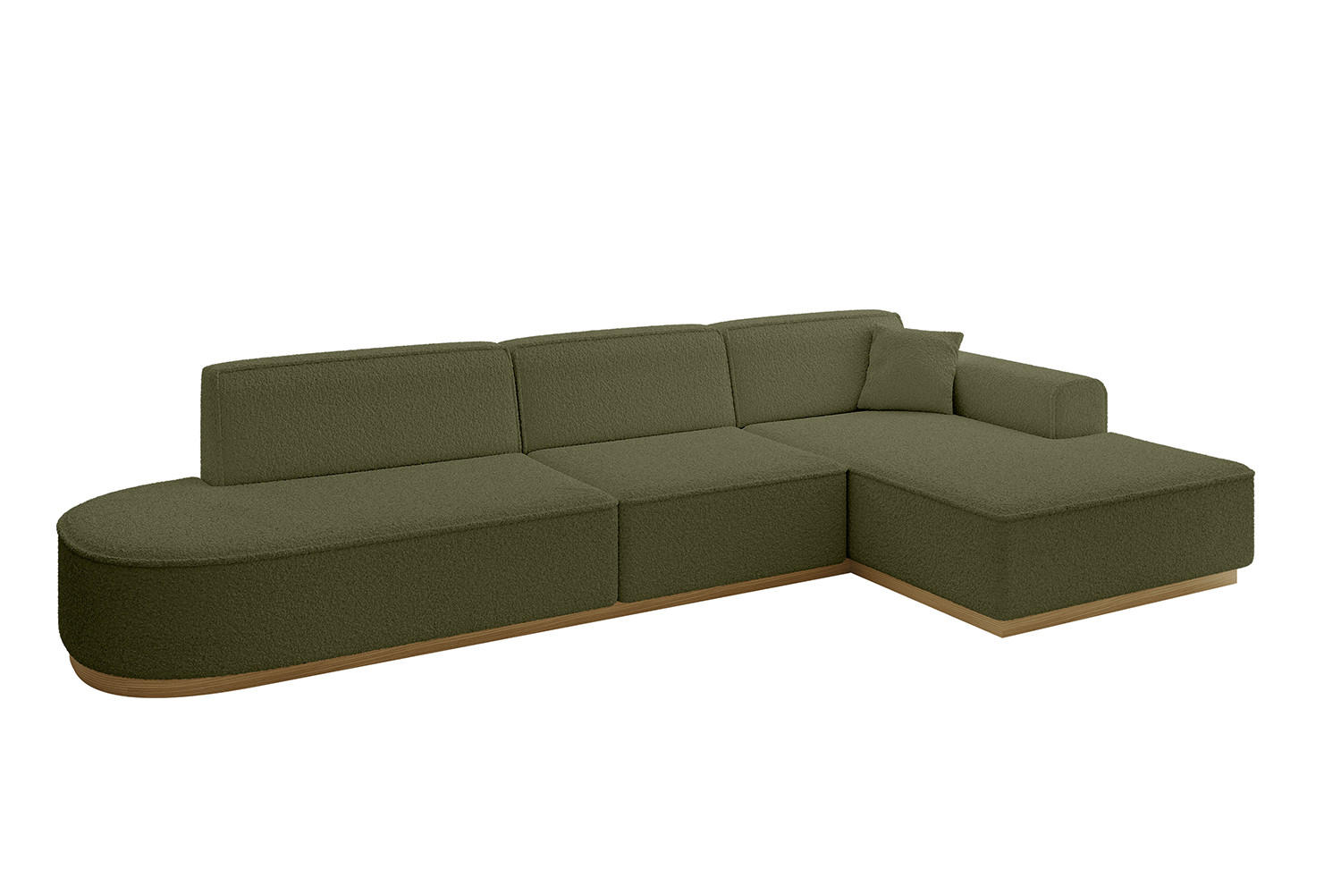 ECKSOFA Ottomane Rechts IREA-L2-v2 - 327x165x80 cm Grün - Platinfarben, Holzwerkstoff/Textil (327/165cm) - ALTDECOR