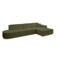 ECKSOFA Ottomane Rechts IREA-L2-v2 - 327x165x80 cm Grün - Platinfarben, Holzwerkstoff/Textil (327/165cm) - ALTDECOR