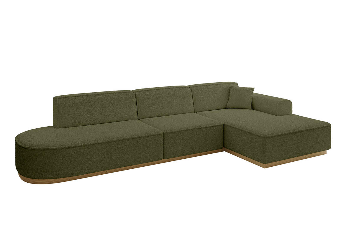 ECKSOFA Ottomane Rechts IREA-L2-v2 - 327x165x80 cm Grün - Platinfarben, Holzwerkstoff/Textil (327/165cm) - ALTDECOR