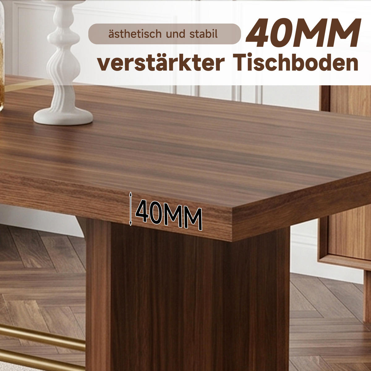 ESSTISCH 180cm Walnuss Gold Modern Design 4cm Tischplatte - Walnussfarben, Holzwerkstoff (75/180/75cm) - FLIEKS