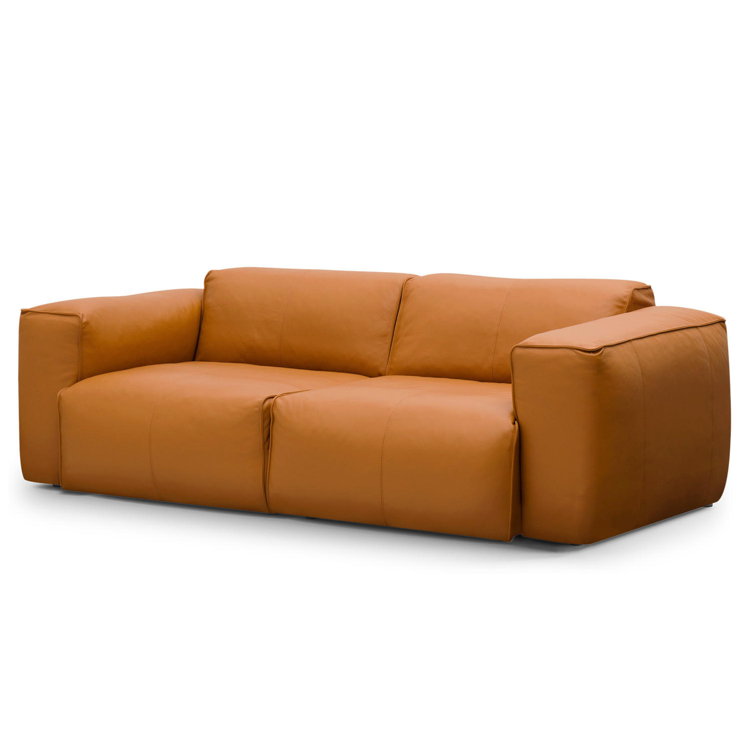 2-SITZER SOFA - Cognac/Schwarz, Leder (220/71/102cm) - home24