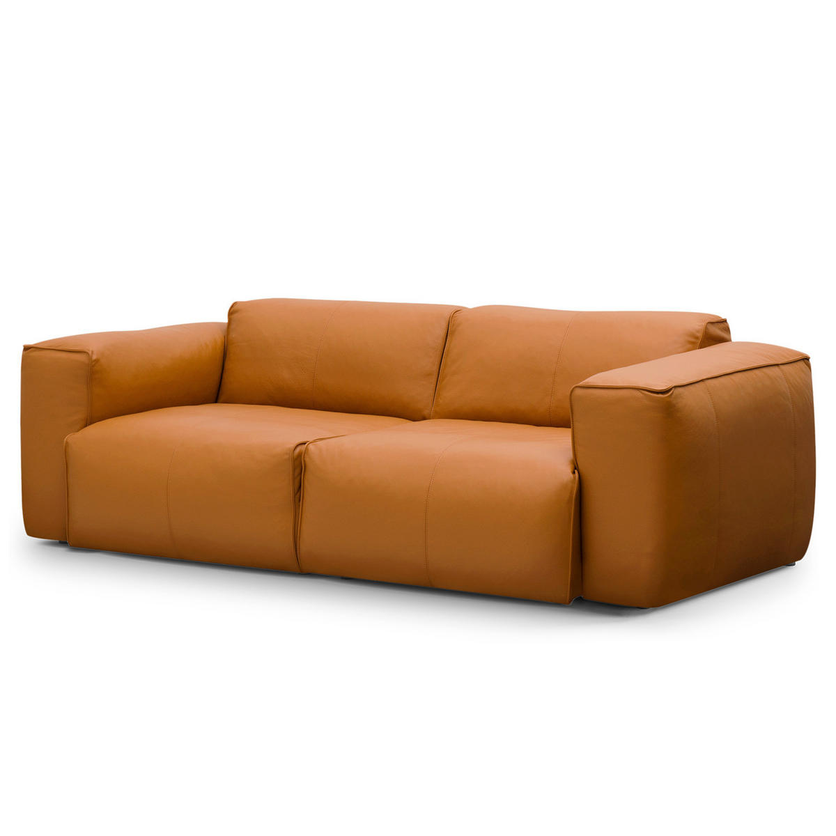2-SITZER SOFA - Cognac/Schwarz, Leder (220/71/102cm) - home24