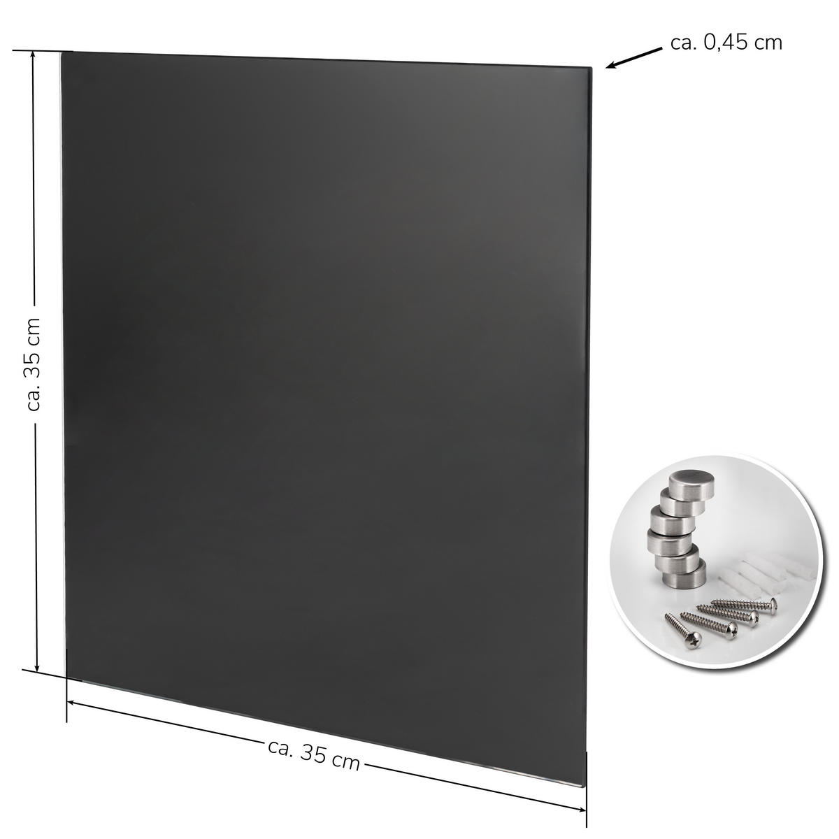 MAGNETTAFEL, schwarz - Schwarz, Metall (35/35/0.45cm) - bremermann