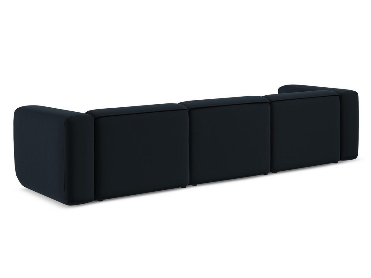4-SITZER-SOFA Samt Stoff Blau - Blau/Schwarz, Kunststoff/Textil (319/70/89cm) - Makamii