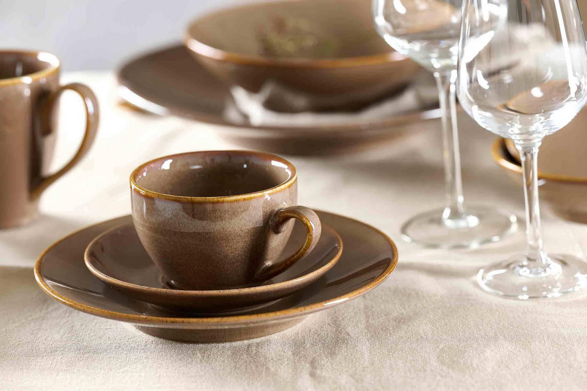 KAFFEETASSEN MIT UNTERTASSEN Sahara Dunkelbraun 230 ml 6er Set - Dunkelbraun, Keramik (14.5/8/14.5cm) - Ritzenhoff Breker