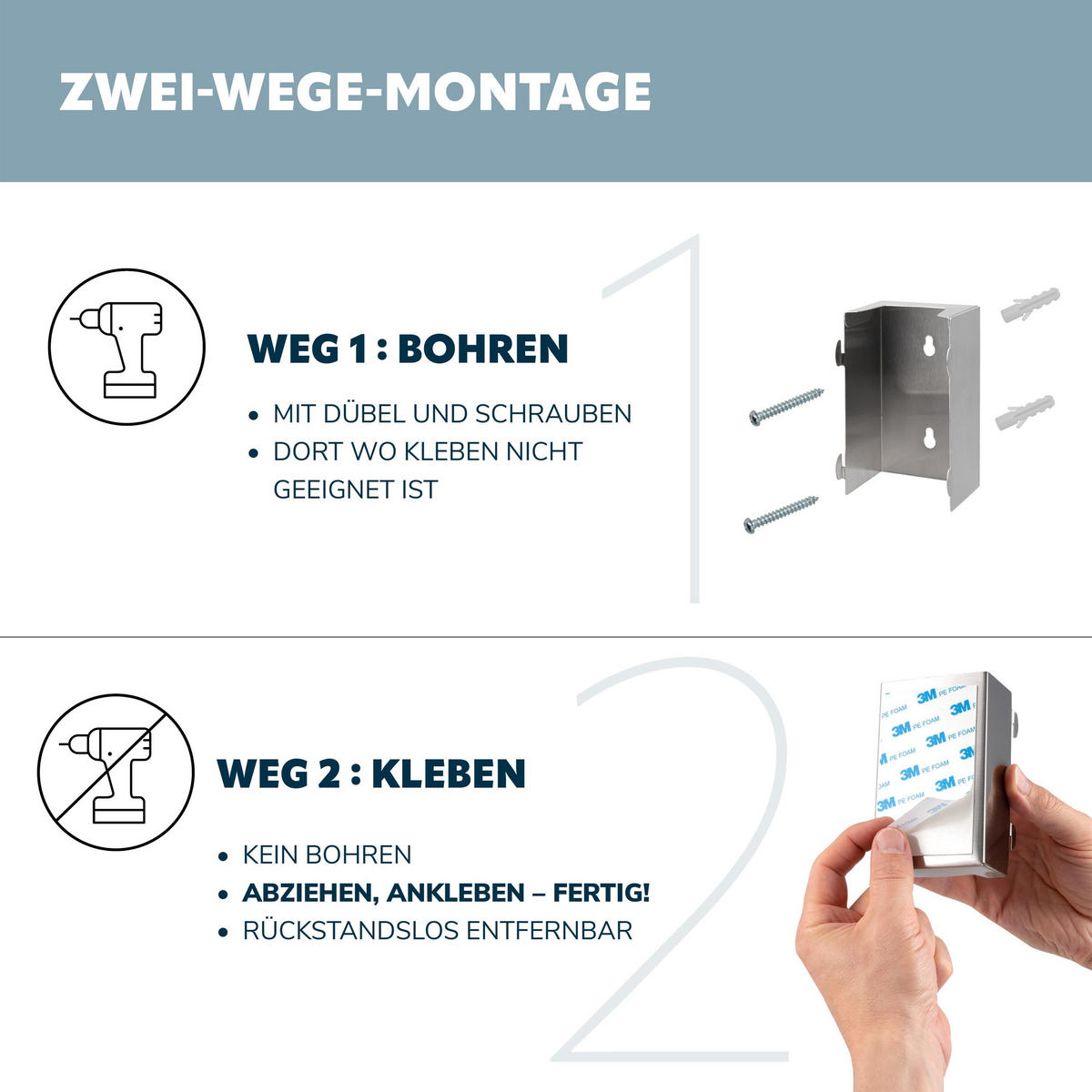 WAND-KOSMETIKEIMER 3 Liter, silber, Edelstahl - Edelstahlfarben, Metall (16/24/23cm) - bremermann