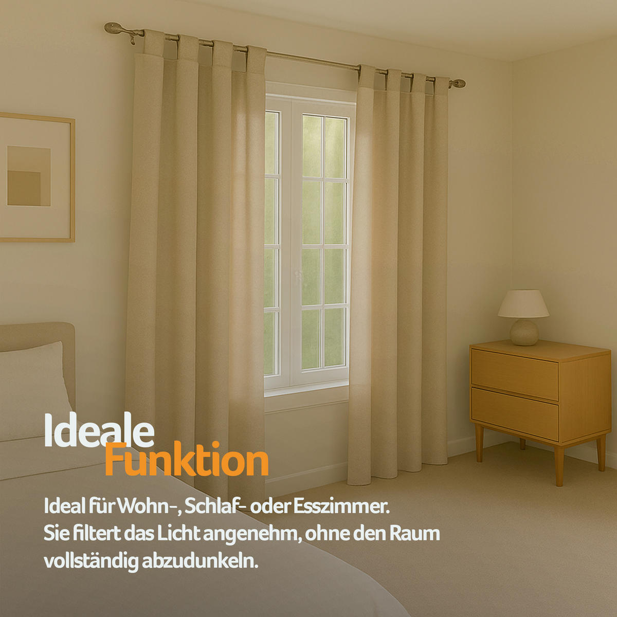 SCHLAUFENSCHAL blickdicht 140x245 cm Beige 2er-Pack - Beige, Textil (140/245cm)