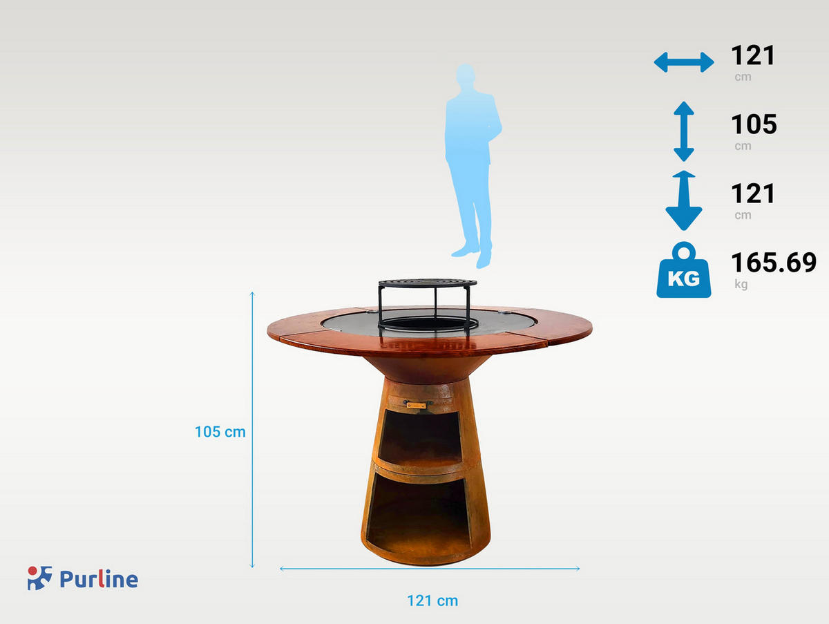 HOLZKOHLEGRILL Feuerschale Braun inkl. Schutzhülle - Braun, Metall (121/105/121cm) - Purline