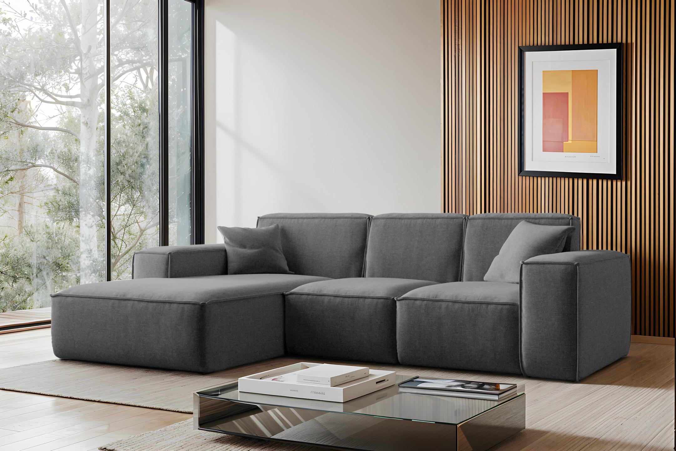 ECKSOFA L-Form Siena Stoff Maloy Graphit Links - Graphitfarben, Holz (165/266cm) - Kaiser Möbel