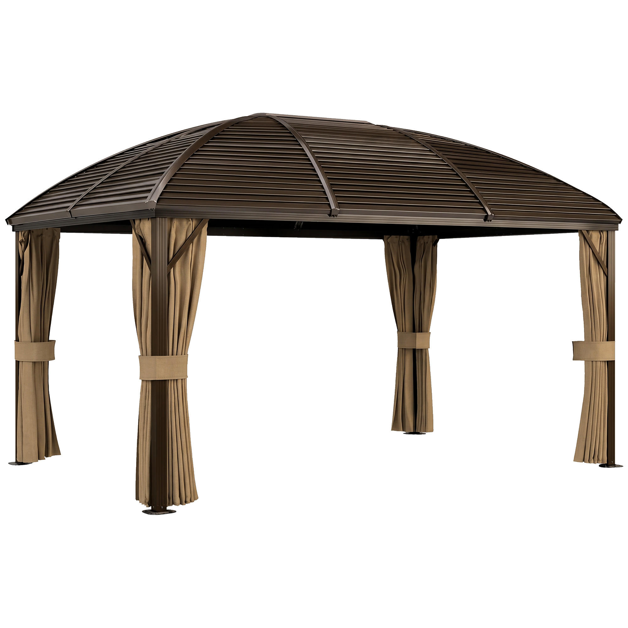 PAVILLON mit Hardtop 4x3 m - Braun, Metall (298/280/398cm) - Outsunny