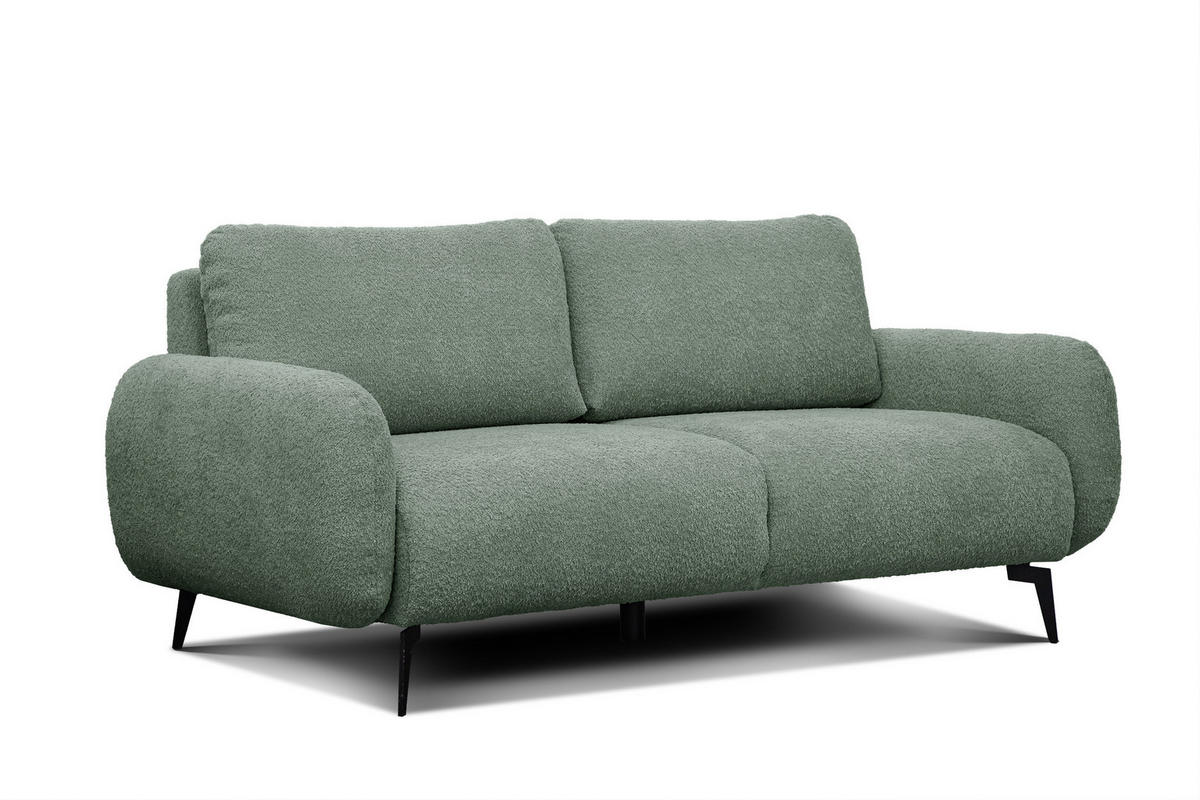 SOFA FEBE 3-Sitzer, salbeigrün - Salbeigrün/Schwarz, Holz/Textil (190/82/96cm) - Courtois Laville